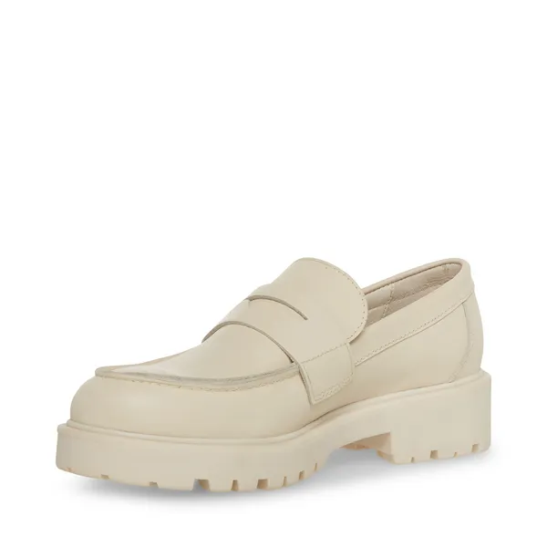Steve Madden Lotto Bone/Bone Slip On Rounded Toe Chunky Heel Fashion Loafers